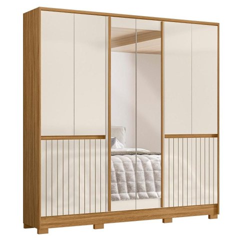 Guarda Roupa Casal Alasca 10 Portas Freijó/off White com Espelho - Moval