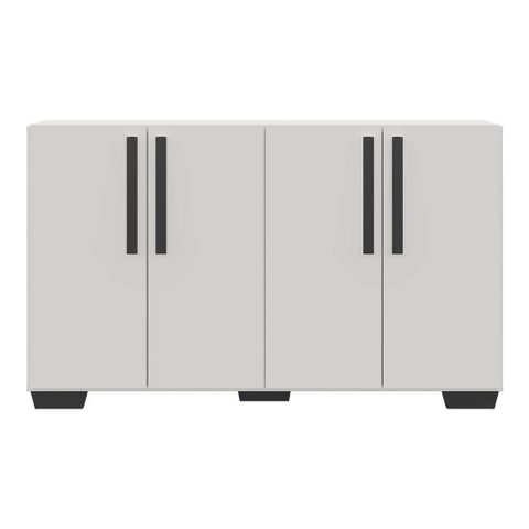 Aparador Buffet 4 Portas Com Pés Quadrados Viena V3607 Branco/Preto Branco/Preto