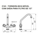Ver imagem 2 de 2142 C80 Torneira Bica Móvel Tradicional Metal Bancada Pia Cozinha P/ Filtro 1/4" ou Purificador 1/2