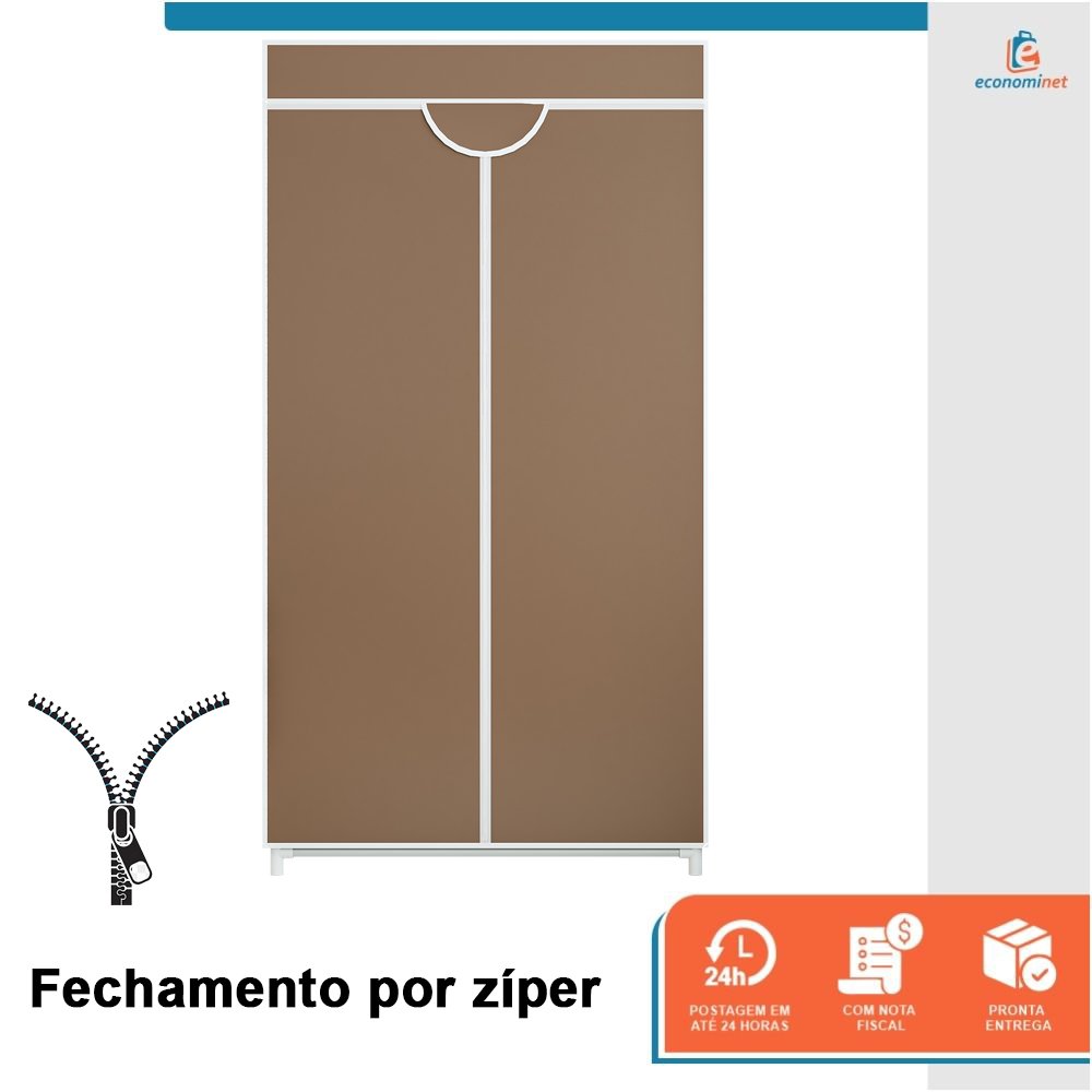 Armário Guarda Roupa Dobrável Portátil Multiuso Organizador de Roupas Bege - StaremCasa - 2