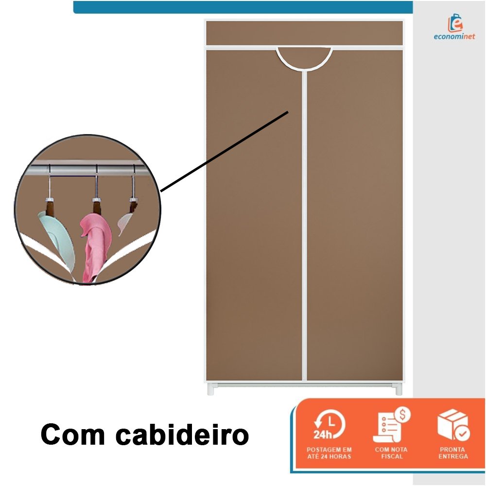 Armário Guarda Roupa Dobrável Portátil Multiuso Organizador de Roupas Bege - StaremCasa - 5