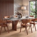 Ver imagem 3 de Mesa Jantar Base Madeira Maciça Retangular 220 cm 8 Lugares Tampo com Vidro Mesa Moderna Madeira