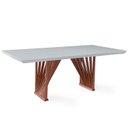 Ver imagem 6 de Mesa Jantar Base Madeira Maciça Retangular 220 cm 8 Lugares Tampo com Vidro Mesa Moderna Madeira