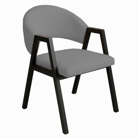 Cadeira de Jantar Antonella Veludo Estilo Poltrona com Pés Preto - 7 Decor Cinza Escuro