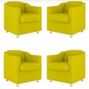 Ver imagem 1 de Kit 4 Poltronas Decorativa Bia Suede Amarelo - Twdecora