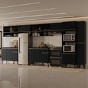 Ver imagem 1 de Armário de Cozinha Completa Atlanta Zone com Vidro Carraro Preto Touch