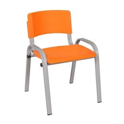 Kit 8 Cadeira Iso Infantil Creche, Base Cinza Laranja - 2