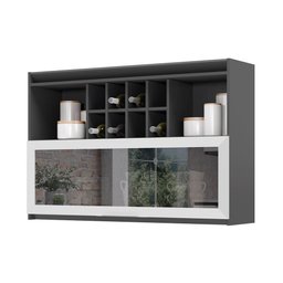 Armário de Cozinha Aéreo com Nicho 120cm Barcelona Multimóveis Cr6160 Grafite/branco - 1