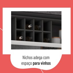 Armário de Cozinha Aéreo com Nicho 120cm Barcelona Multimóveis Cr6160 Grafite/branco - 5