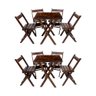 Kit 2 Conjuntos de Mesa Dobrável 60x60cm com 4 Cadeiras em Madeira Maciça - Imbuia - 1