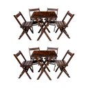 Ver imagem 1 de Kit 2 Conjuntos de Mesa Dobrável 60x60cm com 4 Cadeiras em Madeira Maciça - Imbuia
