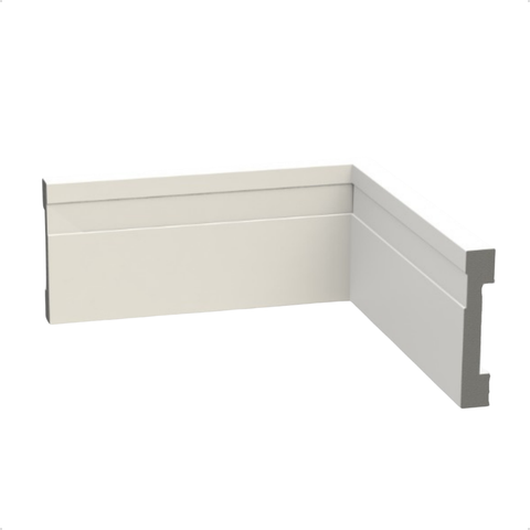 Kit 15 Barras Rodapé de Poliestireno 7cm Altura Barra 2m Cor:branco Frisado