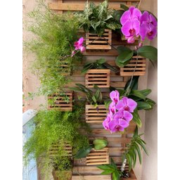 Jardim Vertical Ripado Grande com 02 Vasos Quadrados - 3