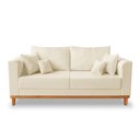 Ver imagem 4 de Kit Sofá 3 Lugares e 2 Poltronas Beny Viena com Base de Madeira Suede Bege - Madeira Prima Deccor