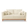 Kit Sofá 3 Lugares e 2 Poltronas Beny Viena com Base de Madeira Suede Bege - Madeira Prima Deccor - 4