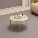 Ver imagem 1 de Mesa de Centro Cleia Redonda MDF e Metal Dourado 69cm Off White Mabe Magazine