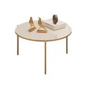 Ver imagem 3 de Mesa de Centro Cleia Redonda MDF e Metal Dourado 69cm Off White Mabe Magazine