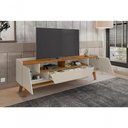 Ver imagem 4 de Rack Sala Florença Para Tv Até 70 Polegadas Com Pés Madeira Off White/naturale Off White/