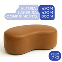 Ver imagem 3 de Puff Feijão Curvo Corino Caramelo 80x45 Minimalista Resistente Luxo