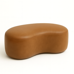 Puff Feijão Curvo Corino Caramelo 80x45 Minimalista Resistente Luxo
