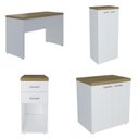 Ver imagem 2 de Conjunto Mesa Escritório Armário 2 Portas Gaveteiro 2 Gavetas com Nicho Balcão Toq Branco/Olmo Artany