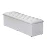 Baú Recamier Casal Couro Sintético Branco 47x138x51 - 1
