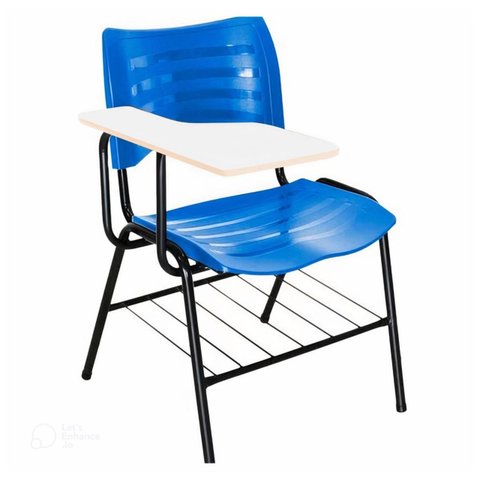 Cadeira Universitária Plástica Prancheta Mdf Cor Azul Masticmol