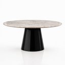 Ver imagem 1 de Mesa de Jantar Cone Oval 244x137 cm Tampo Quartzito Taj Mahal e Base Laca Preta