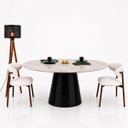 Ver imagem 2 de Mesa de Jantar Cone Oval 244x137 cm Tampo Quartzito Taj Mahal e Base Laca Preta