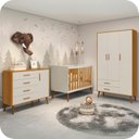 Ver imagem 2 de Quarto de Bebê Berço + Cômoda + Guarda Roupa Isis Areia Fosco com Amadeirado