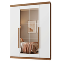 Ver imagem 3 de Guarda-Roupa Solteiro 4 Portas Batentes com Espelho Rustic/Branco/Rustic Netuno Madesa