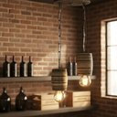 Ver imagem 4 de Luminária Lustre Pendente Barril Duplo de Madeira Maciça Colonial Retrô - Rústico + Lâmpadas