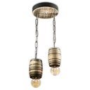 Ver imagem 5 de Luminária Lustre Pendente Barril Duplo de Madeira Maciça Colonial Retrô - Rústico + Lâmpadas