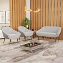 Ver imagem 2 de Kit 01 Namoradeira 02 Lugares e 02 Poltronas Giovana Veludo Pés Palito De Ferro - D'Rossi