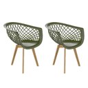 Ver imagem 1 de Kit 2 Cadeiras Web Wood Verde Militar - Assento em Polipropileno e Pés de Madeira