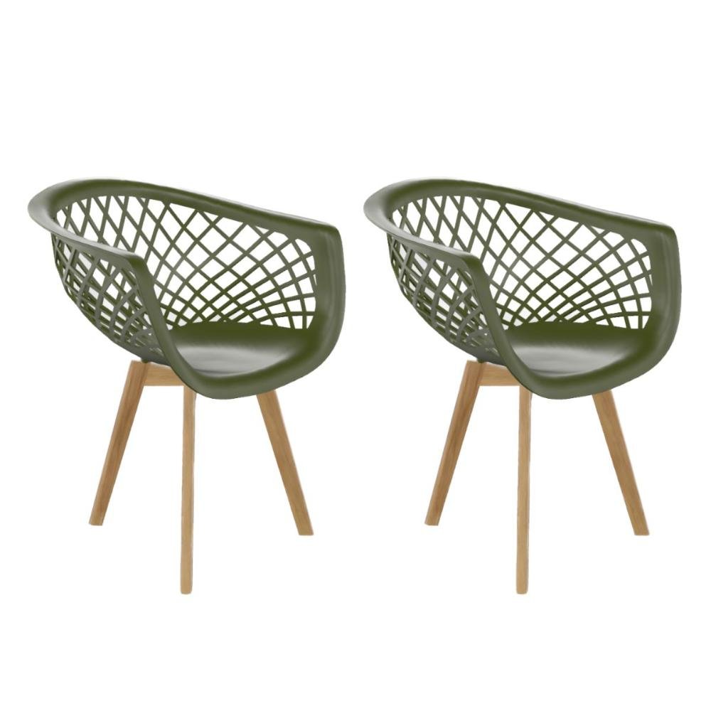 Kit 2 Cadeiras Web Wood Verde Militar