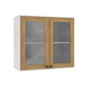 Ver imagem 1 de Armário Aéreo Celeste Kappesberg 100% Mdf 2 Portas com Vidro Branco/nogueira 80cm