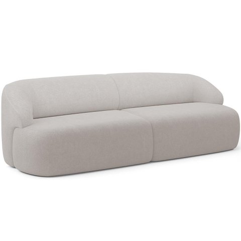 Sofá 3 Lugares Curvo Orgânico Living 250cm Barolo L06 Bouclê Cinza