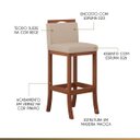 Ver imagem 3 de Kit 2 Banquetas Alta Encosto Estofado 38x102 Cm Turim Madeira Maciça Pinhão Suede Bege CCS