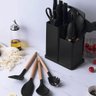 Kit Utensílios de Cozinha Preto 19 Peças Madeira e Silicone - 4