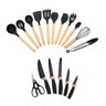 Kit Utensílios de Cozinha Preto 19 Peças Madeira e Silicone - 8