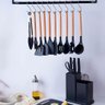 Kit Utensílios de Cozinha Preto 19 Peças Madeira e Silicone - 3