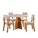 Ver imagem 2 de Conjunto Mesa de Jantar 4 Lugares Quadrada em MDF Tulipa Mel e Bege