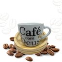 Ver imagem 1 de Jogo 6 Pçs Xicaras com Pires de Bambu 60ml Café com Deus