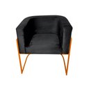 Ver imagem 3 de Kit 8 Poltronas Decorativa Sala de Estar Base de Ferro Cobre Veludo Preto