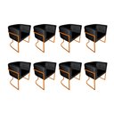 Ver imagem 1 de Kit 8 Poltronas Decorativa Sala de Estar Base de Ferro Cobre Veludo Preto