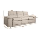 Ver imagem 2 de Sofá Plaza 2,30m com Molas no Assento Retrátil e Reclinável Velosuede - Netsofas - Bege