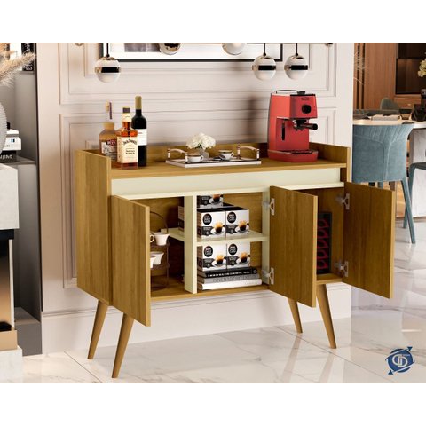 Aparador Buffet Luanda 3 Portas Pés Palito Madeirado / Off White - Comprar Moveis em Casa