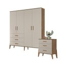 Ver imagem 1 de Quarto Infantil com Guarda Roupa 4 Portas e Comoda Carvalho Canaã Baby