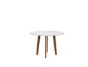 Ver imagem 1 de Conjunto Mesa de Jantar Malina Sala Redonda com Vidro Modelo Retrô com Pés em Madeira Cor Branco Rv